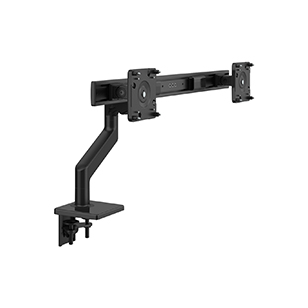 M8.1  Monitor Arm with Black Crossbar, Two-Piece Clamp Mount Base, Black with Black Trim