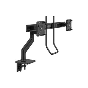 M8.1  Monitor Arm with Black Crossbar and Handle, Two-Piece Clamp Mount Base, Black with Black Trim